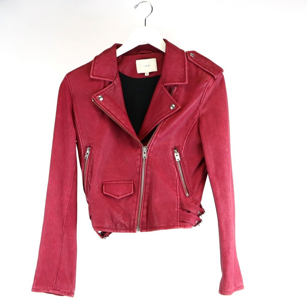 IRO Ashville Red Leather Moto Jacket - Picture 2 of 5